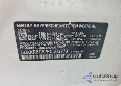 2014 BMW X5 xDrive50I z USA, uszkodzony, nr VIN 5UXKR6C52E0C03778